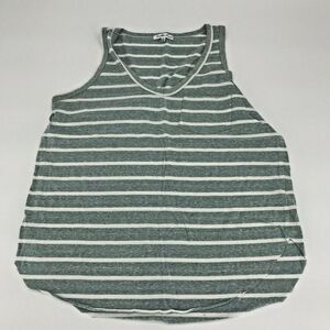 Another Love Womens Tank Top Shirt Striped V-Neck Casual Chest Pocket Sz S